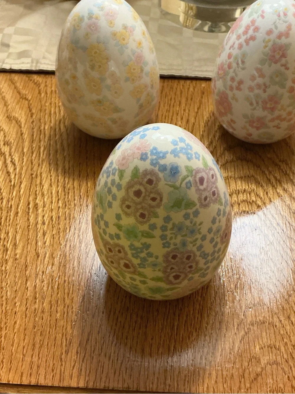 Floral Decorative Ceramic Egg - Pastel Multi-Color